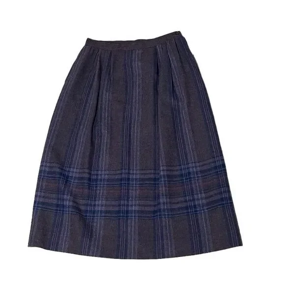 PENDLETON Purple Plaid Wool Skirt Midi Fully Lined VINTAGE Size 10 - Picture 4 of 10